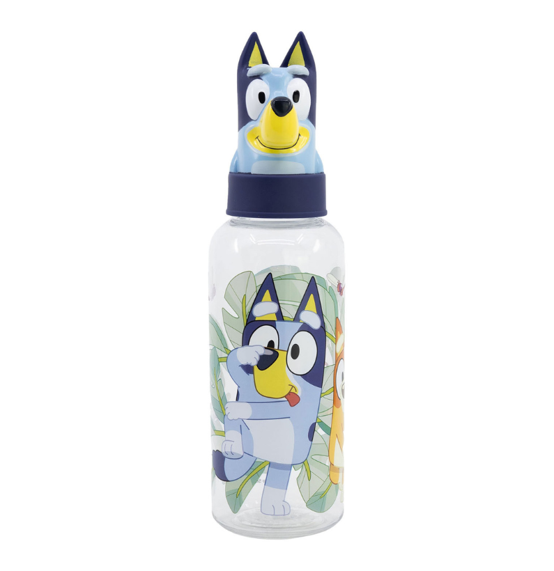 Garrafa com Tampa 3D da bluey e Bingo