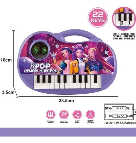 🎹🌟 Piano Musical K-Pop Demon Hunters com Luzes – 22 Teclas