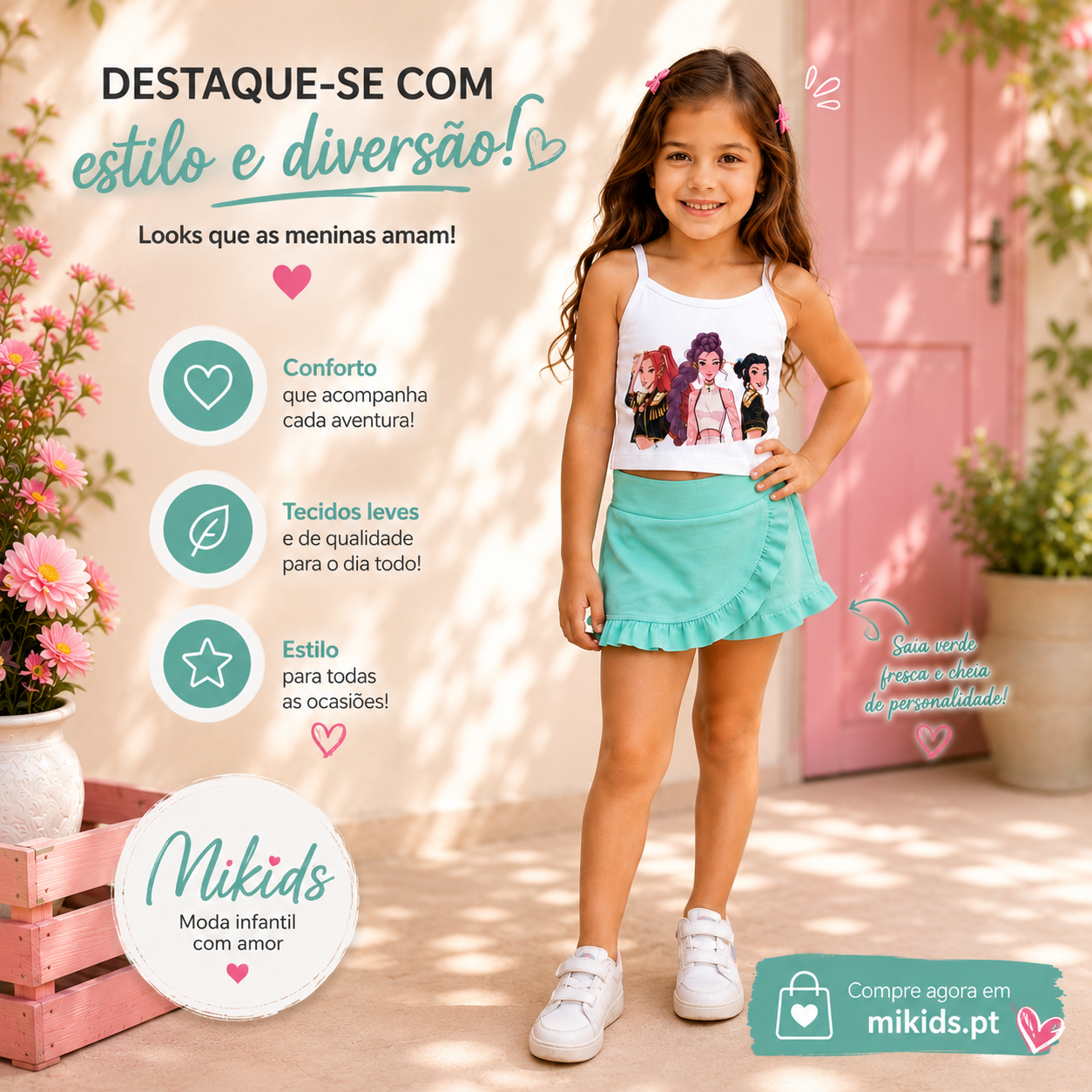 Conjunto saia calção K POP