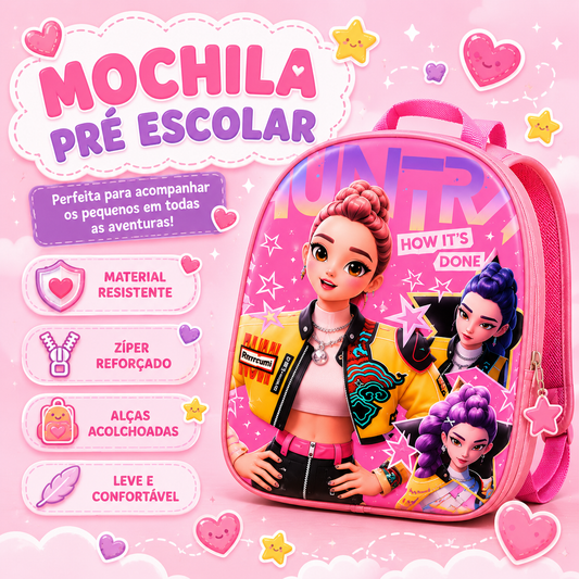 Mochila Pré-Escolar Huntrix Rosa