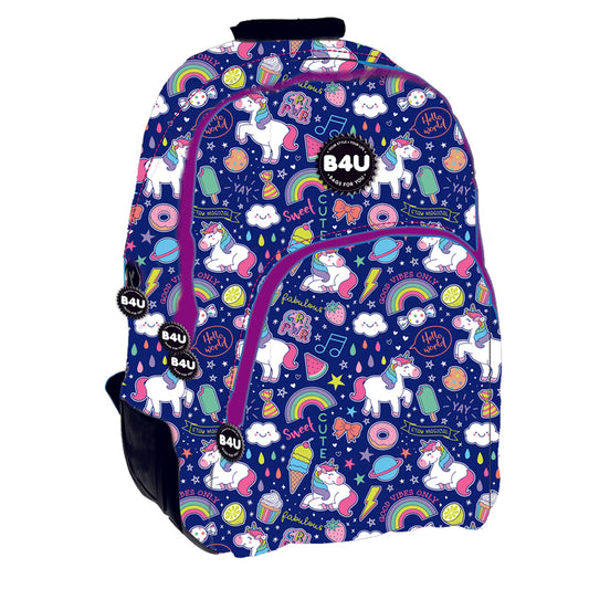 Mochila escolar B4U Unicórnio