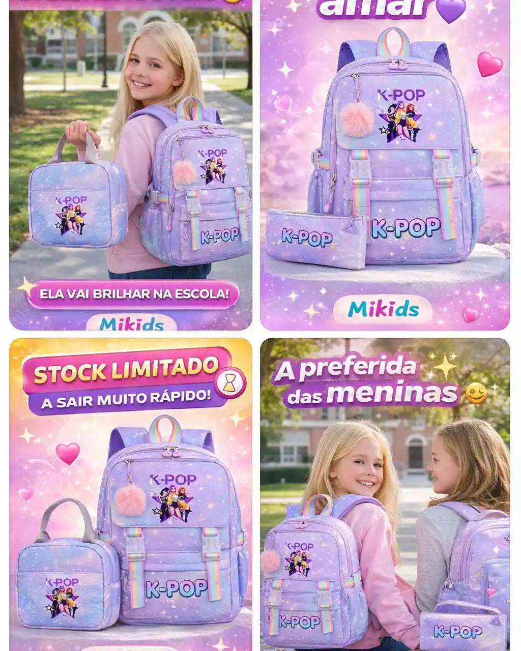 Conjunto Escolar K-POP Lilás