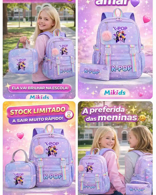 Conjunto Escolar K-POP Lilás