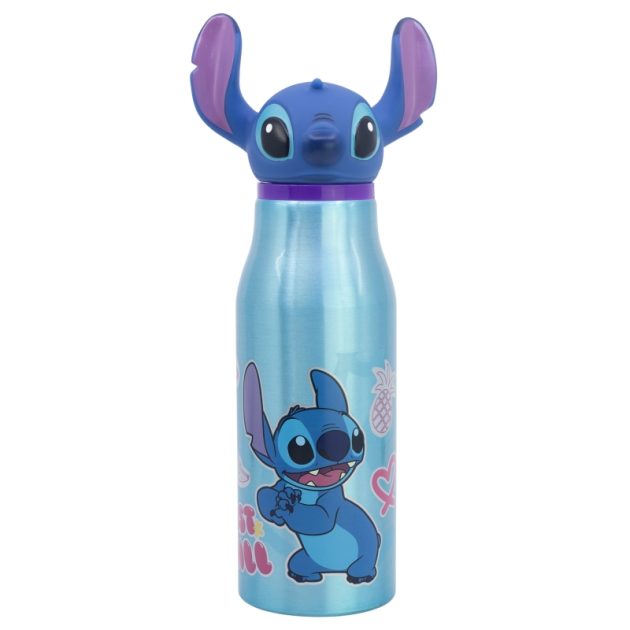 Garrafa em aluminio Stitch com tampa 3D