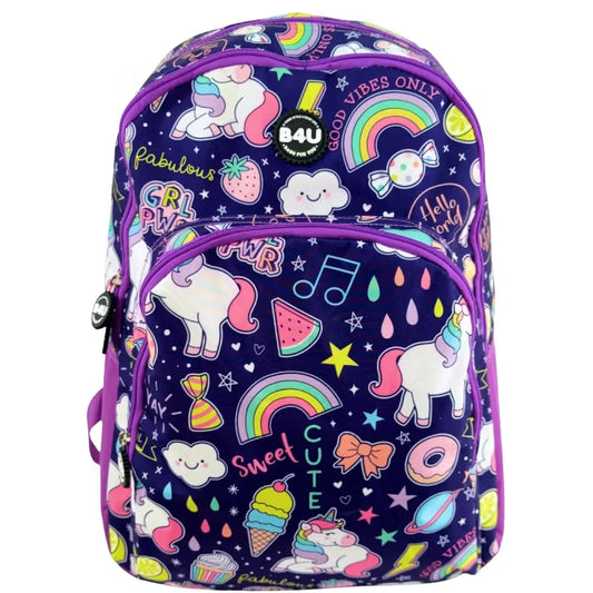 Mochila escolar B4U Unicórnio 43cm
