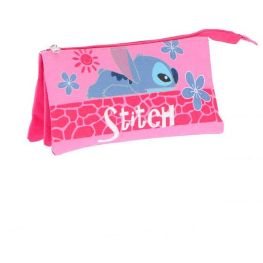 Porta-lápis Stitch Triplo Rosa